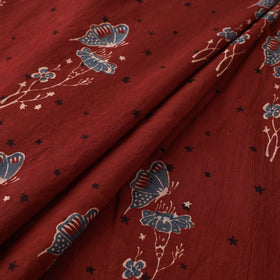Maroon - Kutch Hand Block Ajrakh Print Natural Dyed Cotton Fabric 16