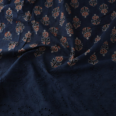 Blue - Natural Dyed Hand Block Print Ajrakh Cotton Hakoba Fabric 15