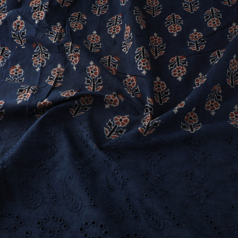 Natural Dyed Hand Block Print Ajrakh Cotton Hakoba Fabric 15