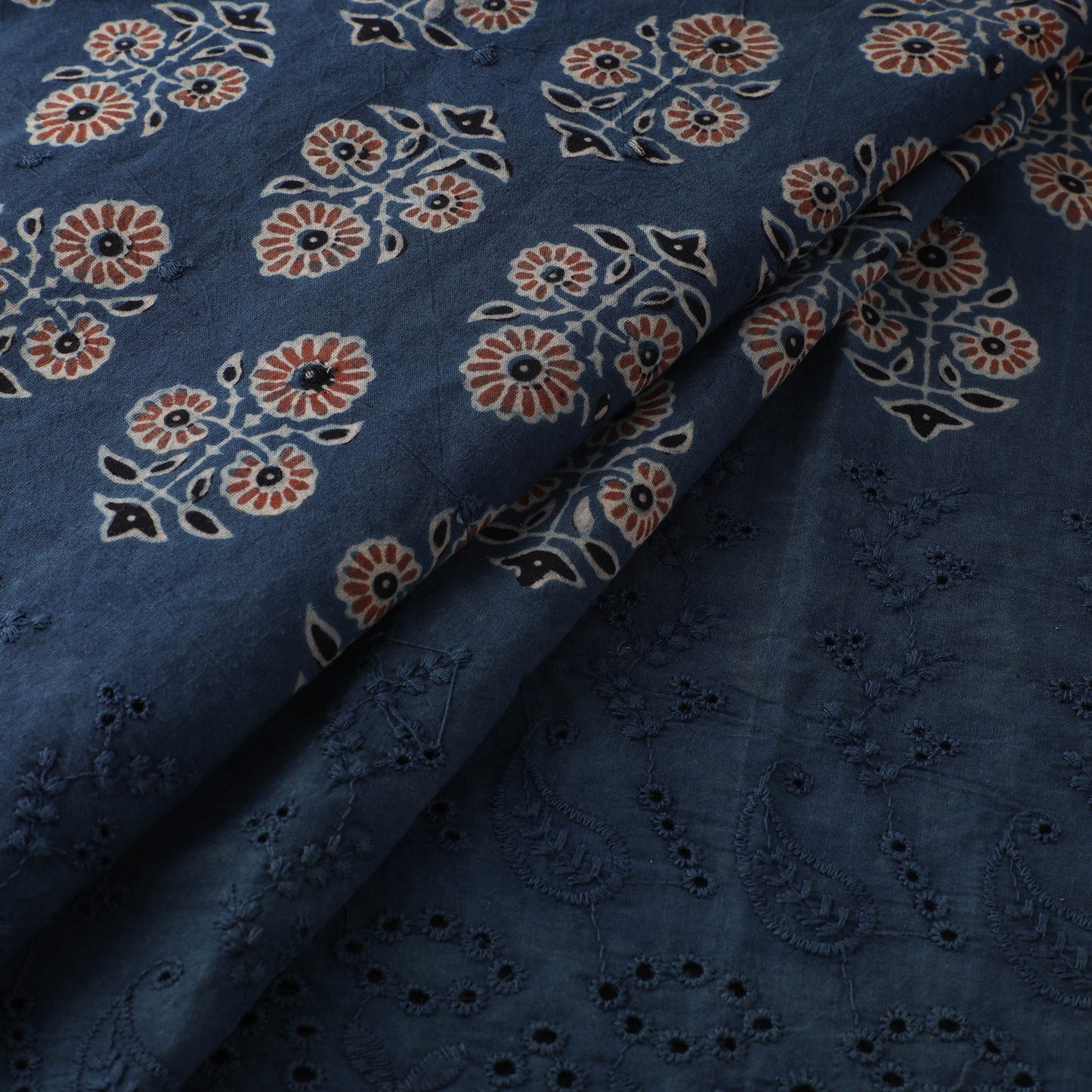 Natural Dyed Hand Block Print Ajrakh Cotton Hakoba Fabric 16