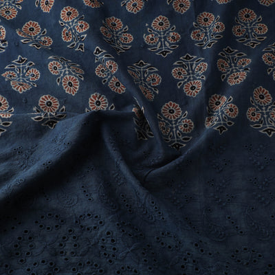 Blue - Natural Dyed Hand Block Print Ajrakh Cotton Hakoba Fabric 16