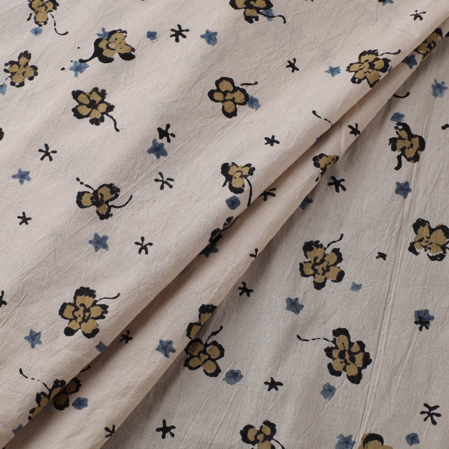 Beige - Kutch Hand Block Ajrakh Print Natural Dyed Cotton Fabric 18
