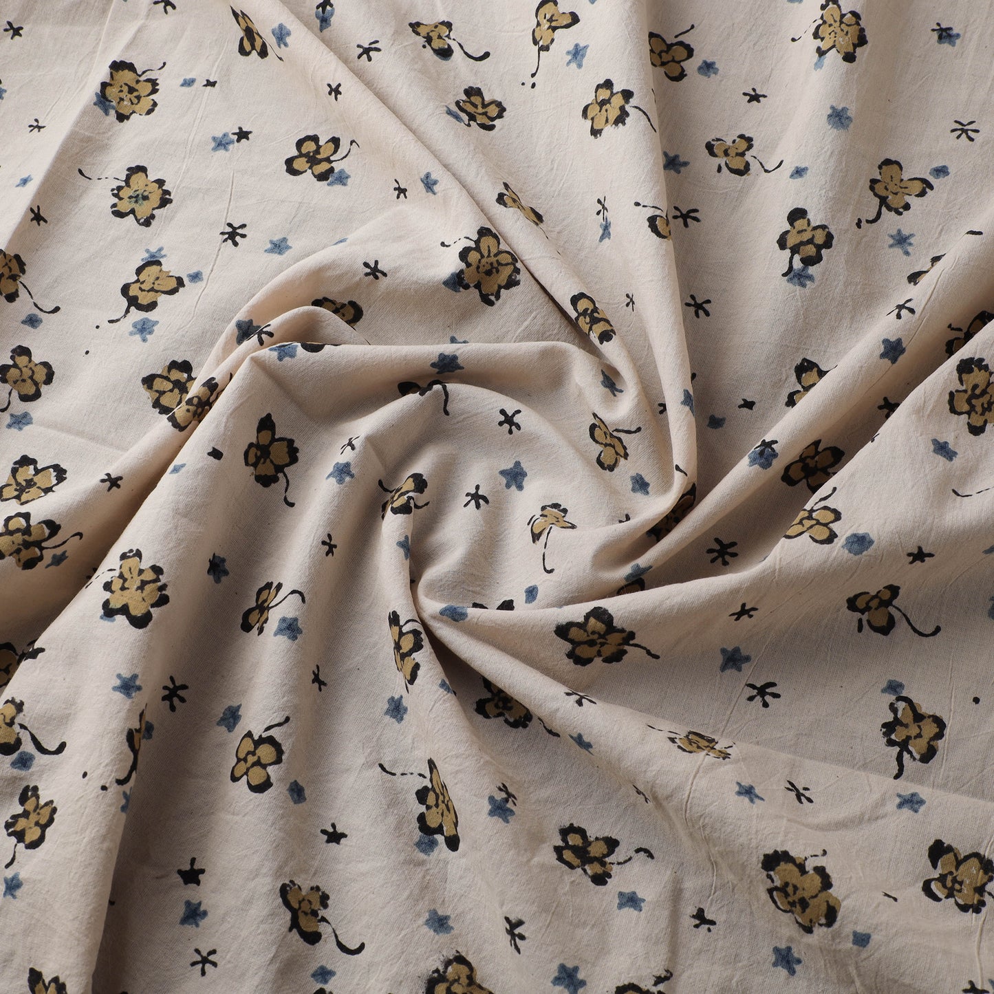 Beige - Kutch Hand Block Ajrakh Print Natural Dyed Cotton Fabric 18