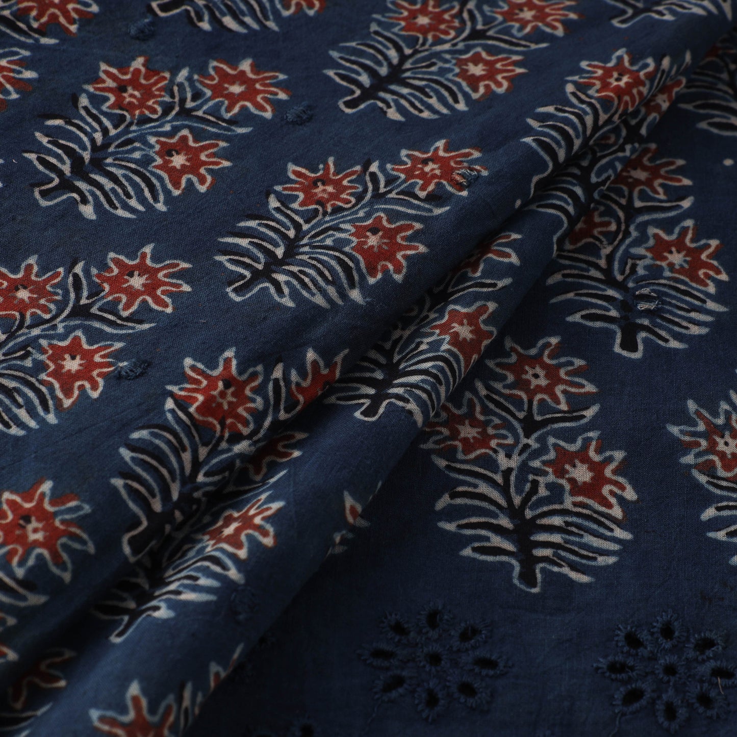 Natural Dyed Hand Block Print Ajrakh Cotton Hakoba Fabric 17