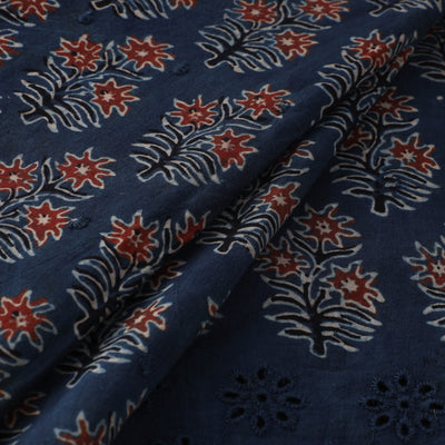 Natural Dyed Hand Block Print Ajrakh Cotton Hakoba Fabric 17
