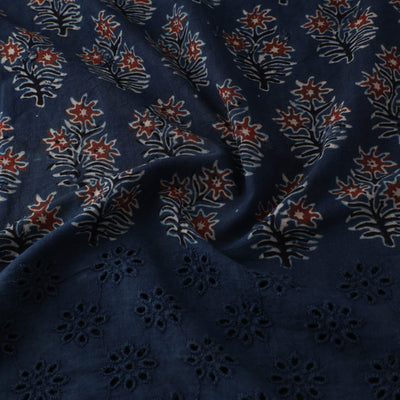 Blue - Natural Dyed Hand Block Print Ajrakh Cotton Hakoba Fabric 17