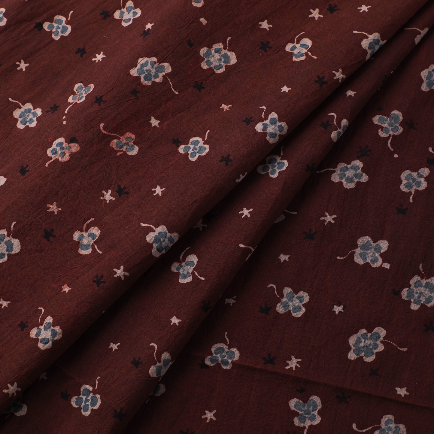 Brown - Kutch Hand Block Ajrakh Print Natural Dyed Cotton Fabric 19