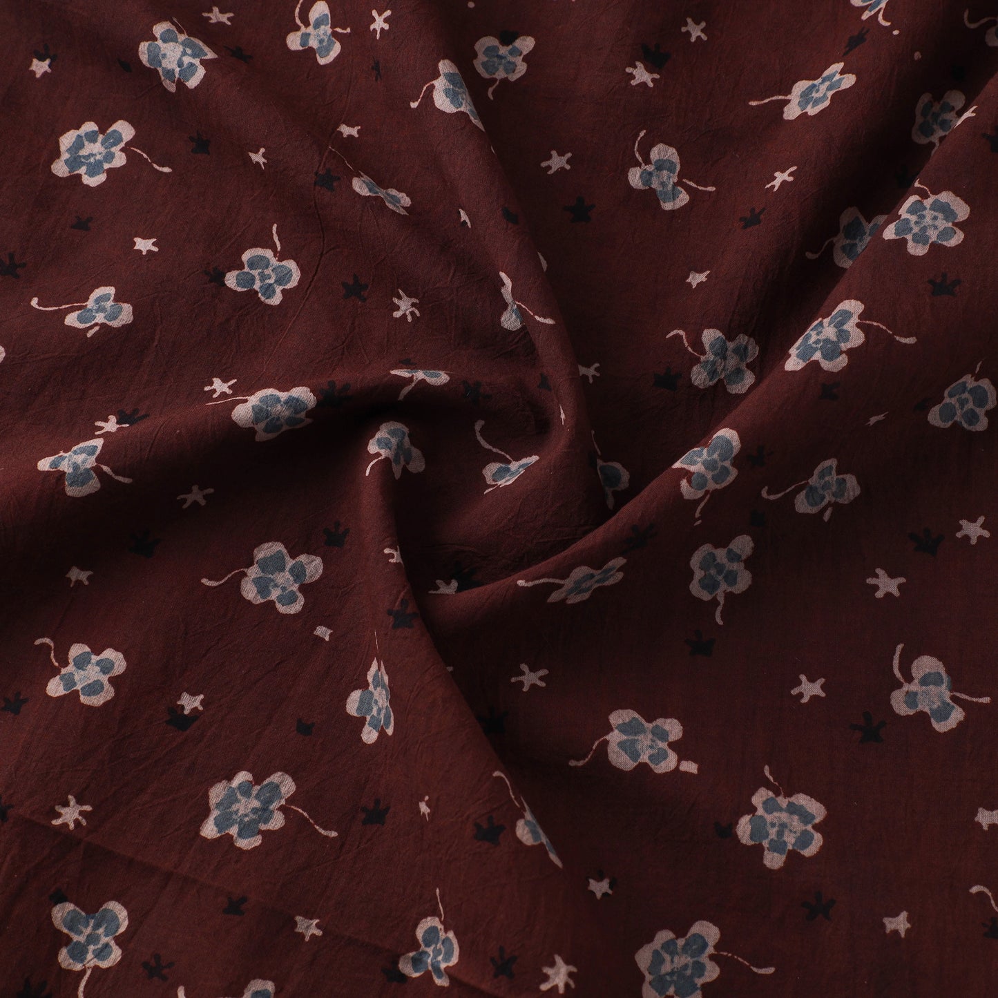 Brown - Kutch Hand Block Ajrakh Print Natural Dyed Cotton Fabric 19