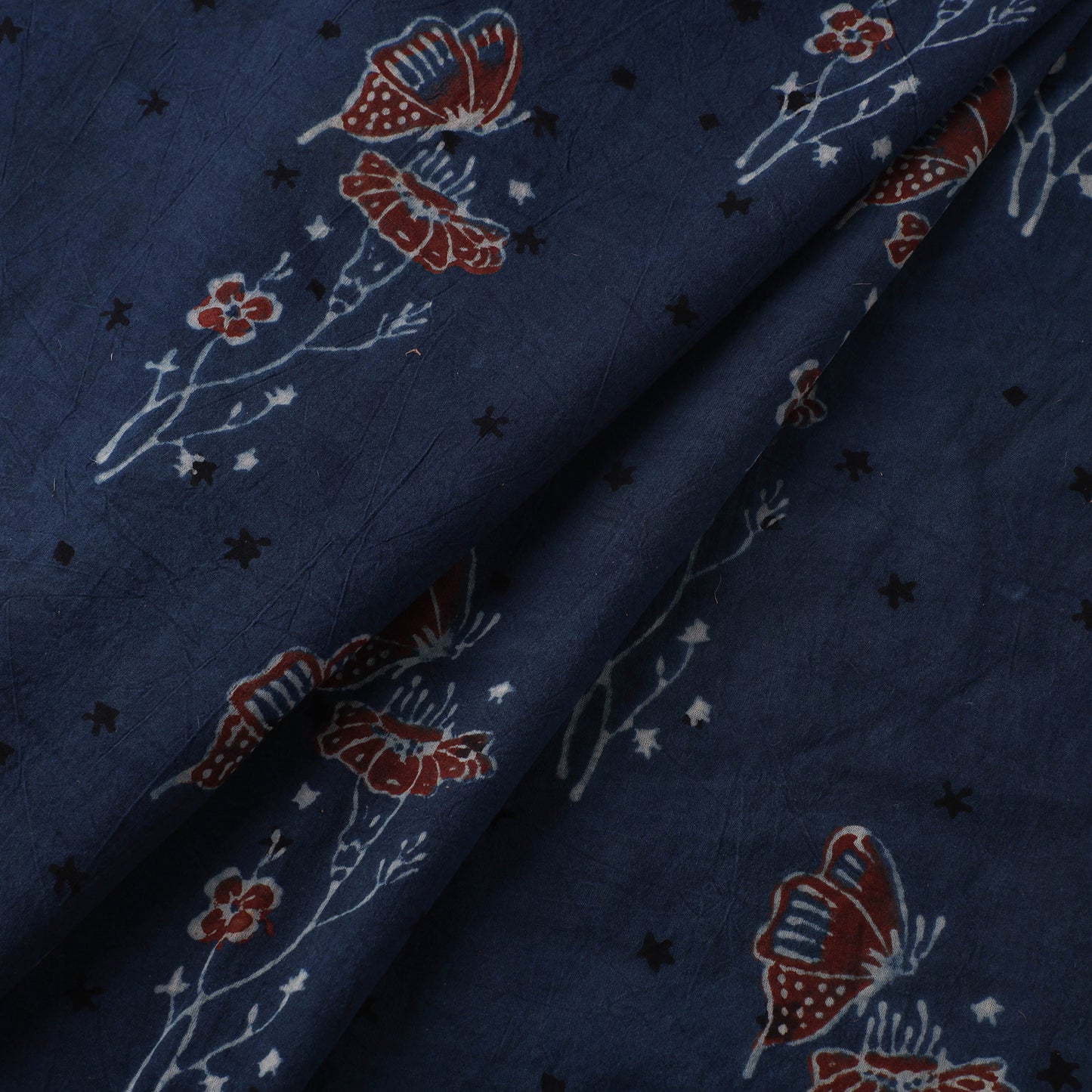 Blue - Kutch Hand Block Ajrakh Print Natural Dyed Cotton Fabric 20