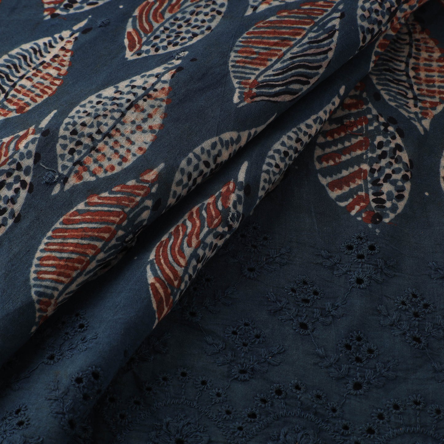 Natural Dyed Hand Block Print Ajrakh Cotton Hakoba Fabric 18