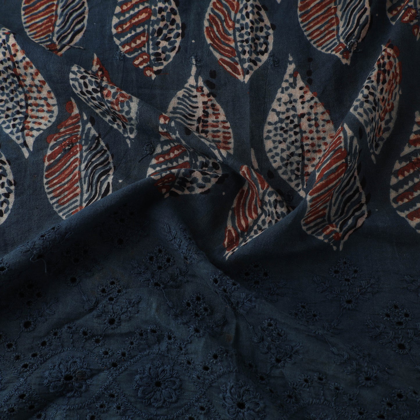 Natural Dyed Hand Block Print Ajrakh Cotton Hakoba Fabric 18