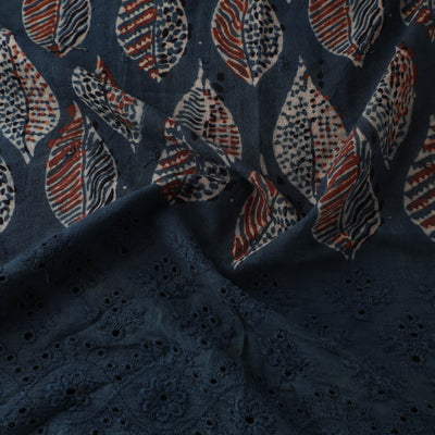 Blue - Natural Dyed Hand Block Print Ajrakh Cotton Hakoba Fabric 18