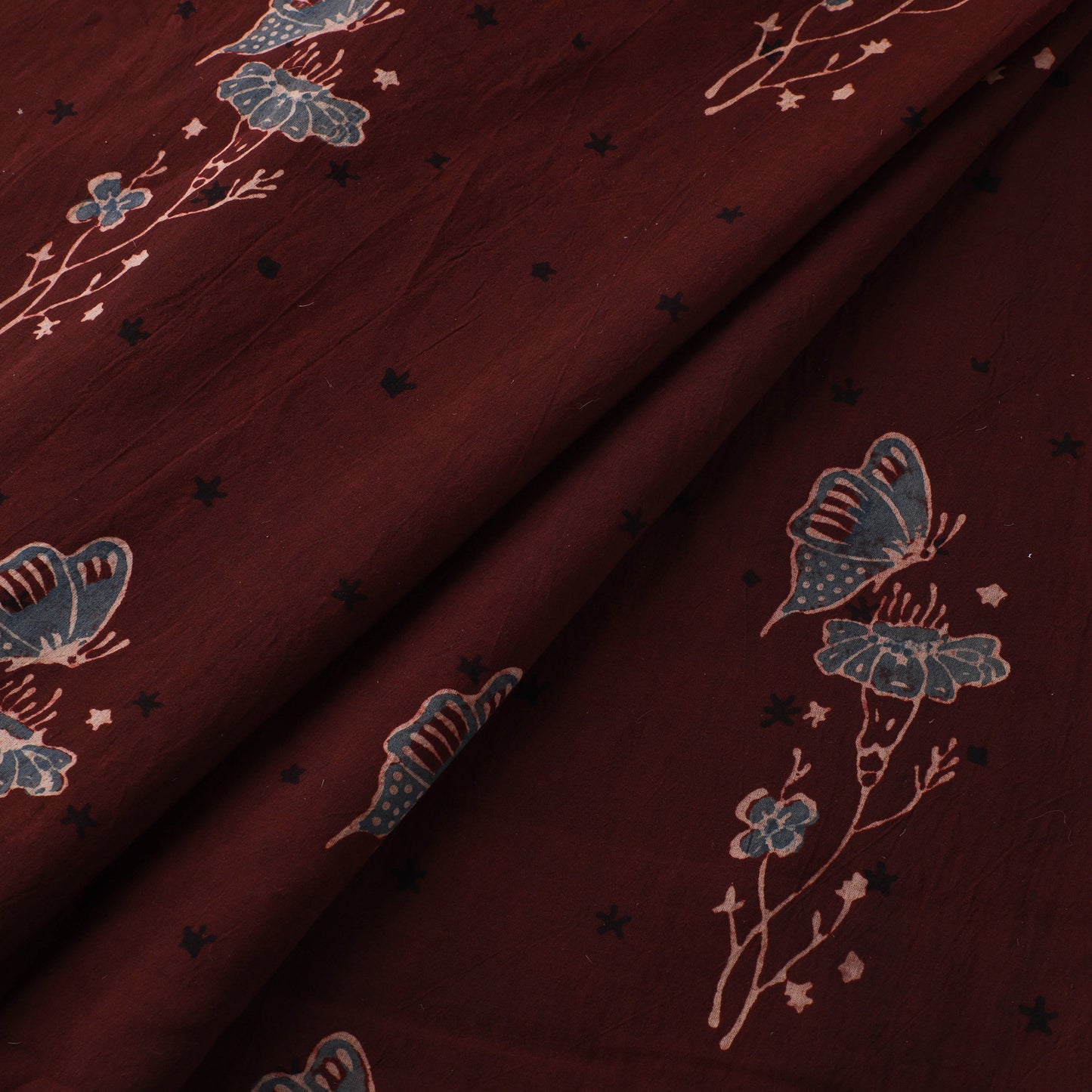 Maroon - Kutch Hand Block Ajrakh Print Natural Dyed Cotton Fabric 21