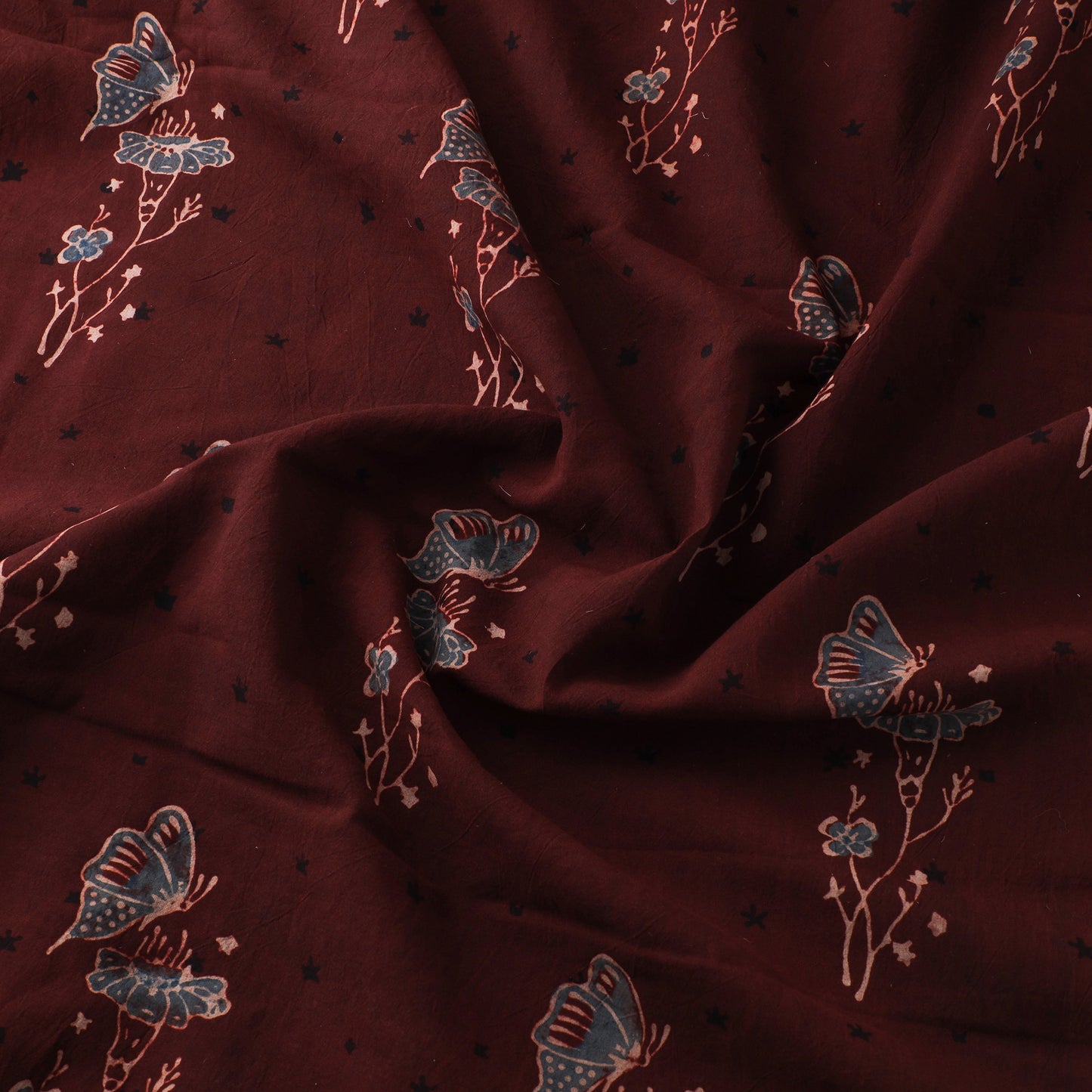Maroon - Kutch Hand Block Ajrakh Print Natural Dyed Cotton Fabric 21