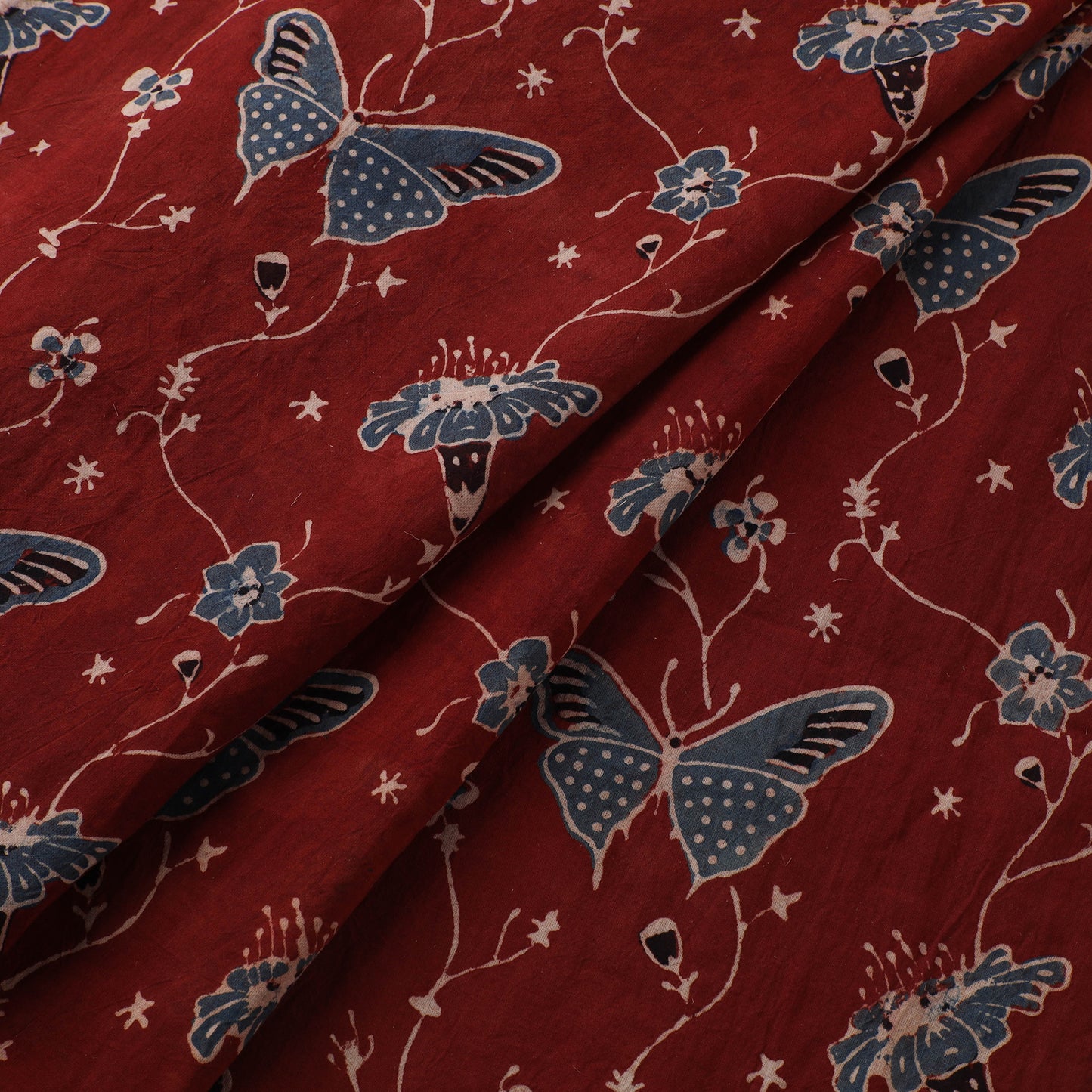 Red - Kutch Hand Block Ajrakh Print Natural Dyed Cotton Fabric 23