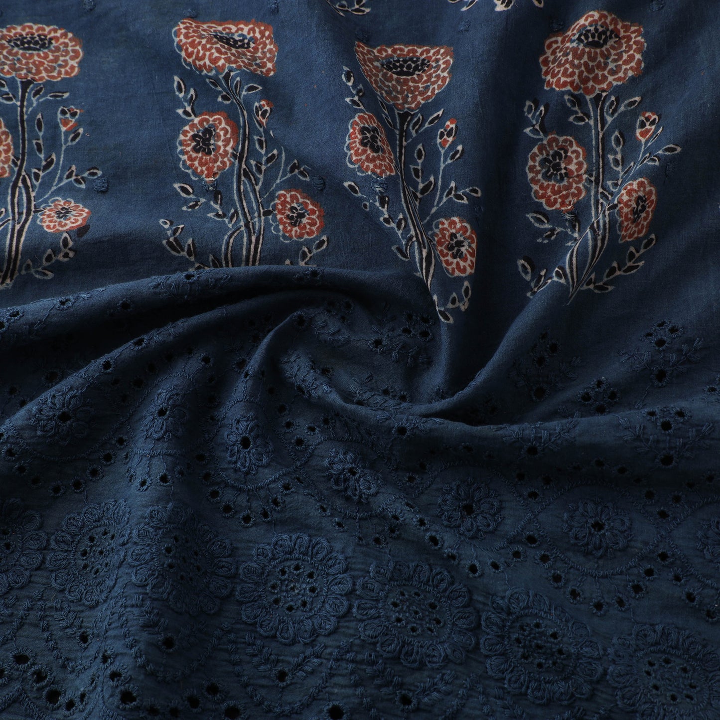 Natural Dyed Hand Block Print Ajrakh Cotton Hakoba Fabric 20