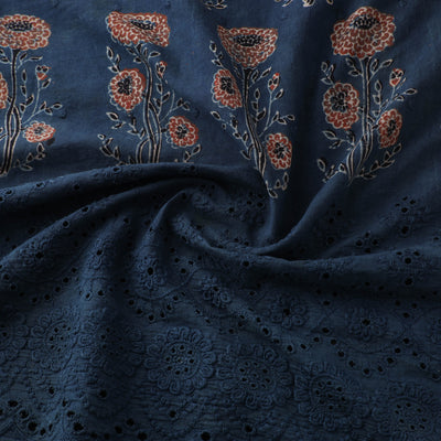 Blue - Natural Dyed Hand Block Print Ajrakh Cotton Hakoba Fabric 20