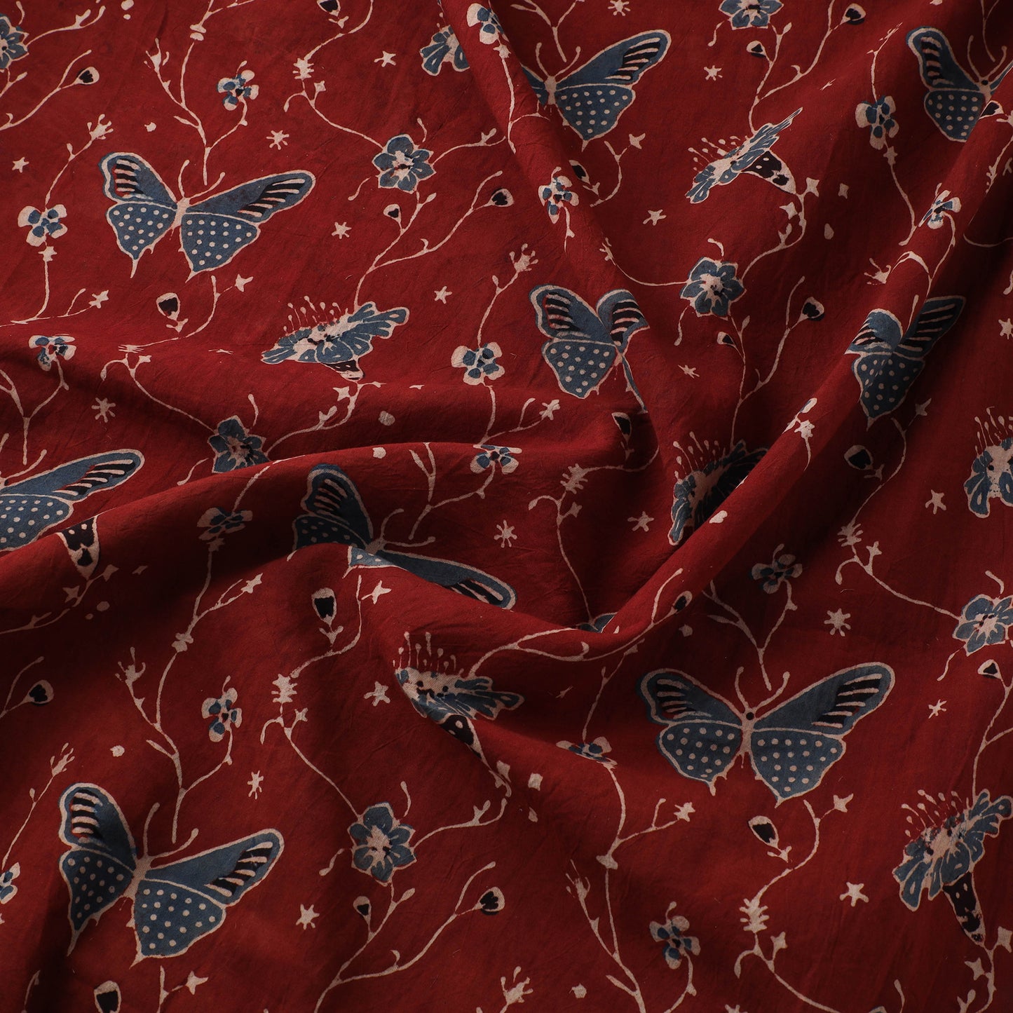 Red - Kutch Hand Block Ajrakh Print Natural Dyed Cotton Fabric 23