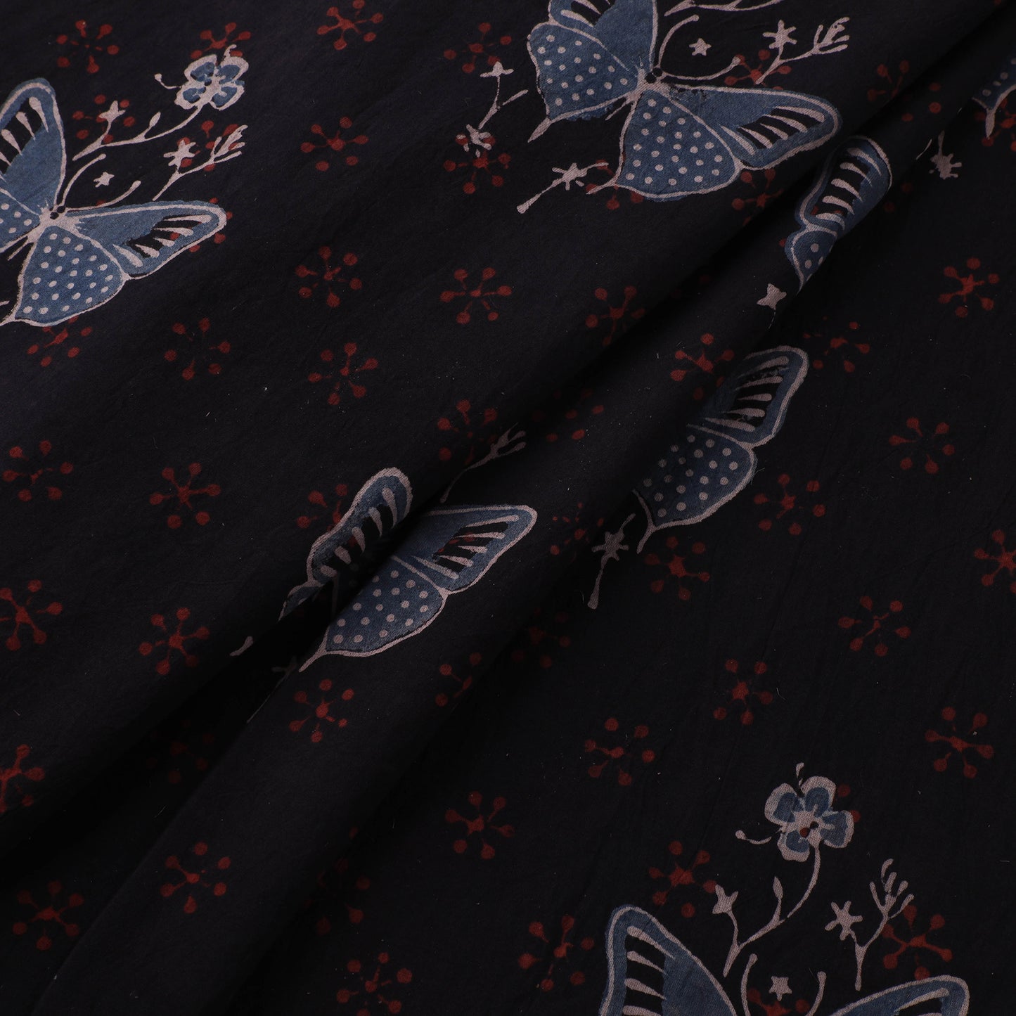 Black - Kutch Hand Block Ajrakh Print Natural Dyed Cotton Fabric 24