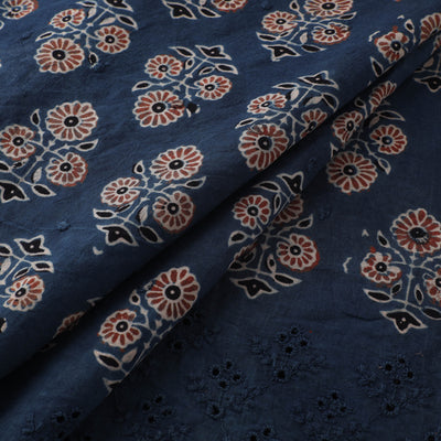 Natural Dyed Hand Block Print Ajrakh Cotton Hakoba Fabric 21
