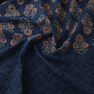 Blue - Natural Dyed Hand Block Print Ajrakh Cotton Hakoba Fabric 21