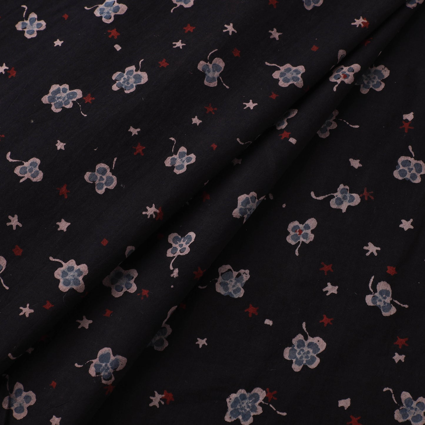 Black - Kutch Hand Block Ajrakh Print Natural Dyed Cotton Fabric 25