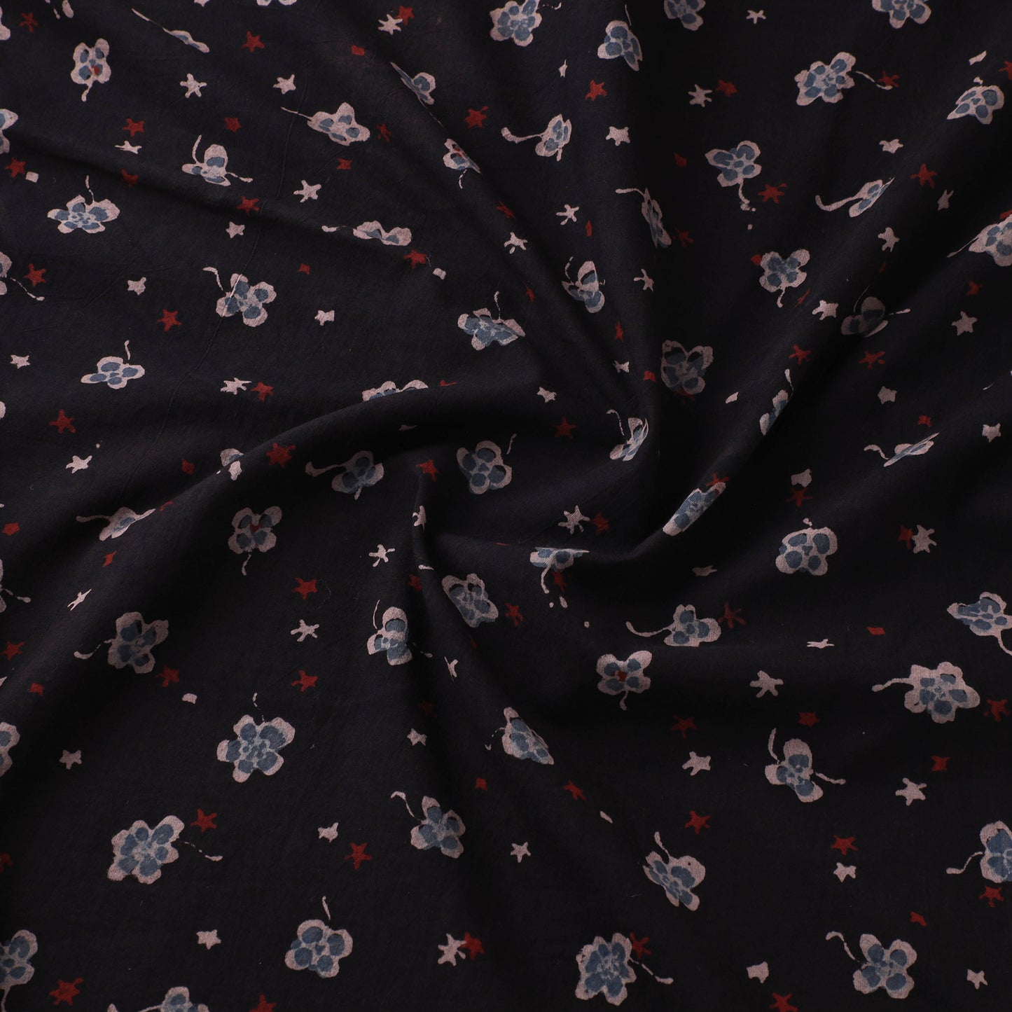 Black - Kutch Hand Block Ajrakh Print Natural Dyed Cotton Fabric 25