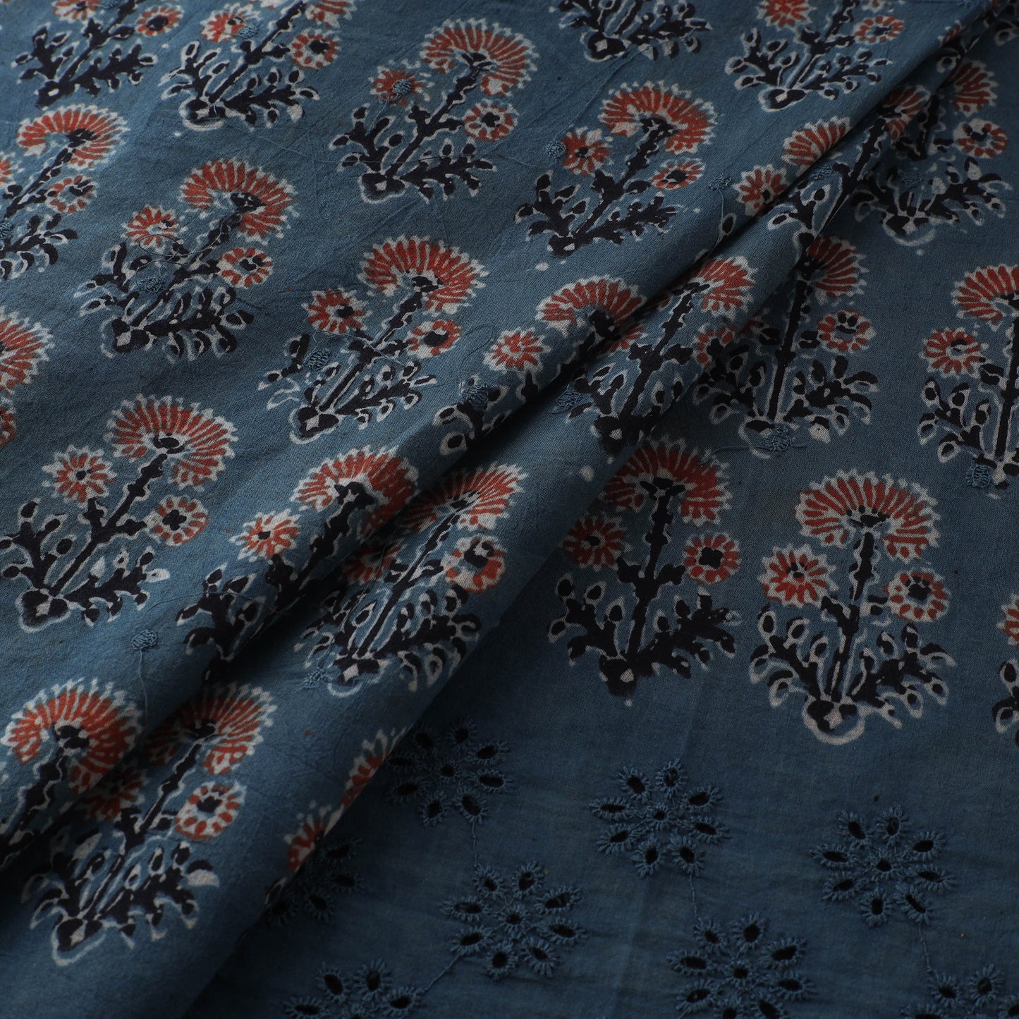 Natural Dyed Hand Block Print Ajrakh Cotton Hakoba Fabric 22