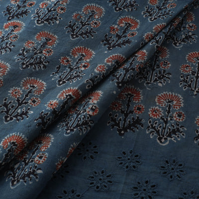 Natural Dyed Hand Block Print Ajrakh Cotton Hakoba Fabric 22