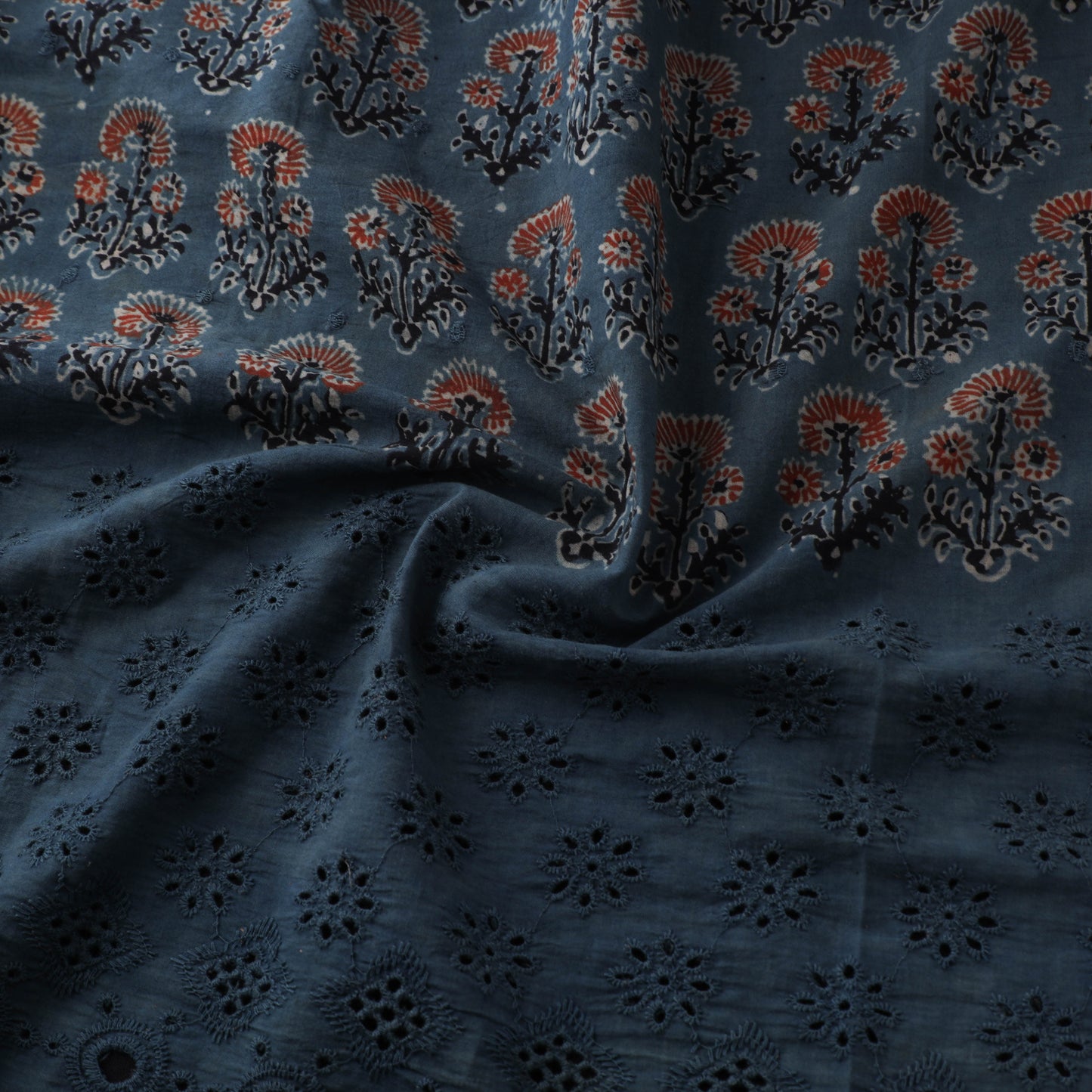 Natural Dyed Hand Block Print Ajrakh Cotton Hakoba Fabric 22