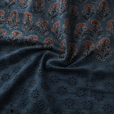 Blue - Natural Dyed Hand Block Print Ajrakh Cotton Hakoba Fabric 22