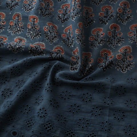 Natural Dyed Hand Block Print Ajrakh Cotton Hakoba Fabric 22