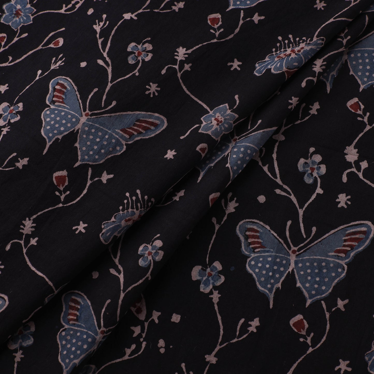 Black - Kutch Hand Block Ajrakh Print Natural Dyed Cotton Fabric 26