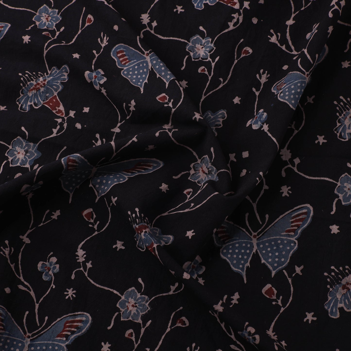 Black - Kutch Hand Block Ajrakh Print Natural Dyed Cotton Fabric 26
