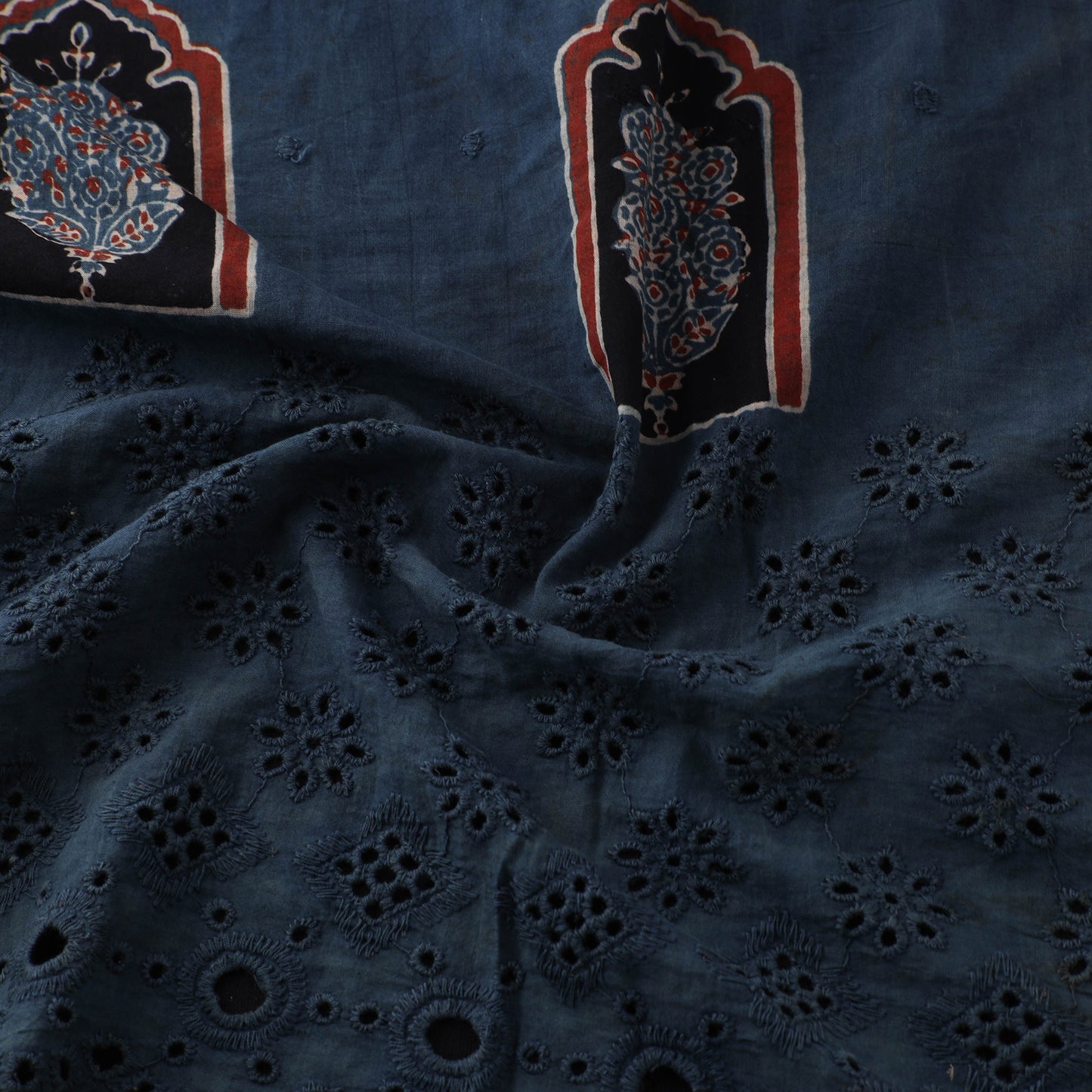Natural Dyed Hand Block Print Ajrakh Cotton Hakoba Fabric 23