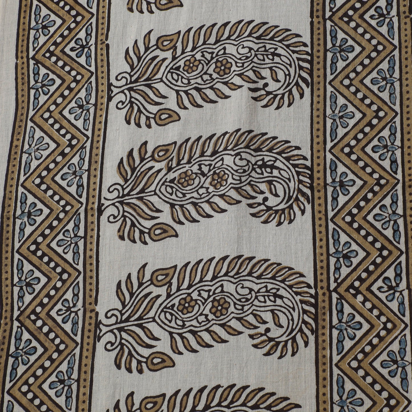 White - Hand Block Ajrakh Print Natural Dyed Pure Mul Cotton Fabric 11