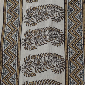 White - Hand Block Ajrakh Print Natural Dyed Pure Mul Cotton Fabric 11