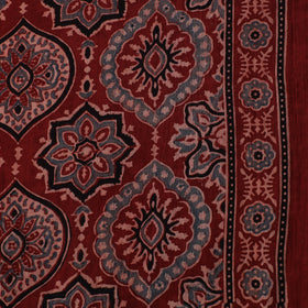 Maroon - Hand Block Ajrakh Print Natural Dyed Pure Mul Cotton Fabric 10