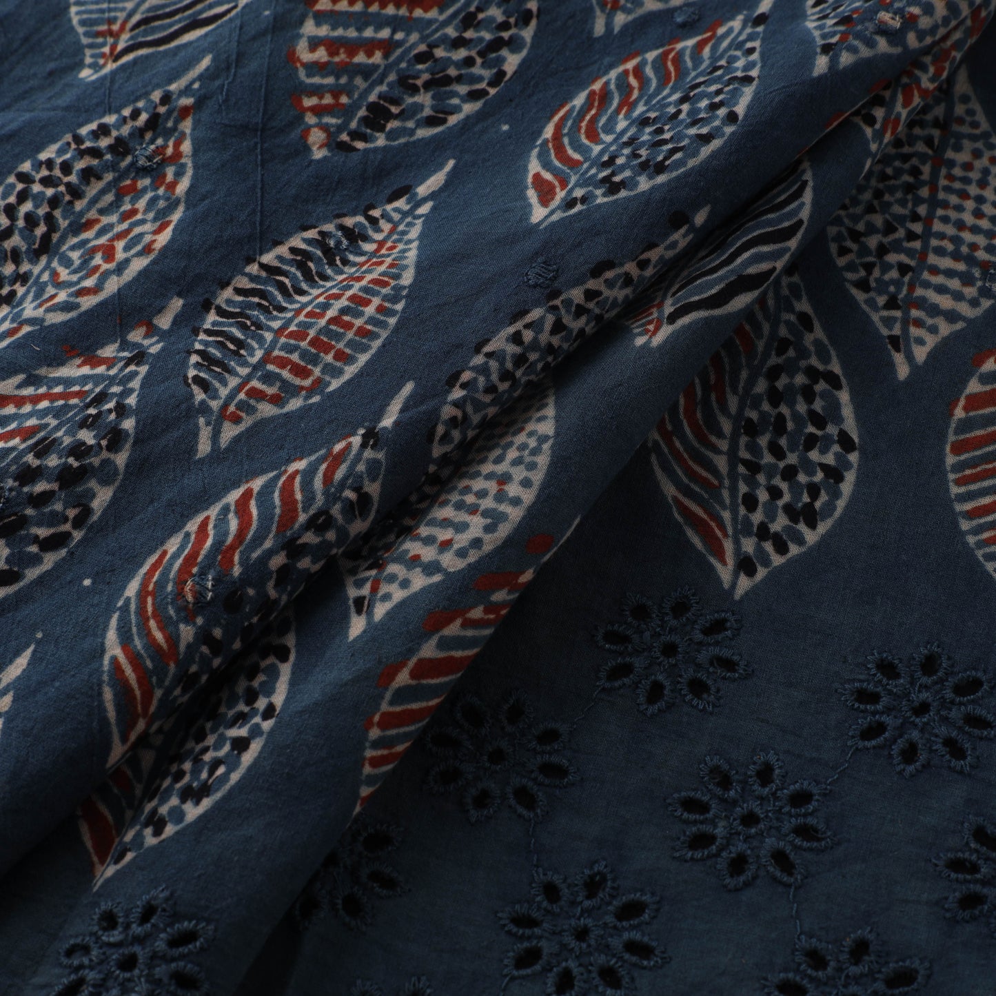 Natural Dyed Hand Block Print Ajrakh Cotton Hakoba Fabric 25