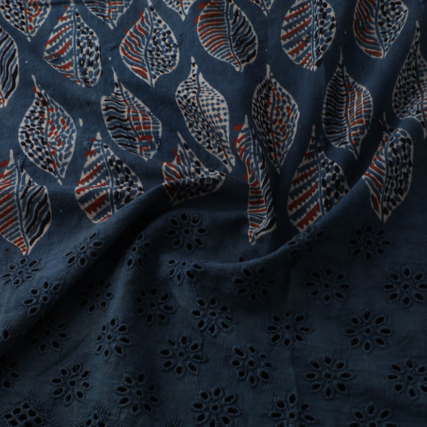 Natural Dyed Hand Block Print Ajrakh Cotton Hakoba Fabric 25