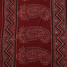 Red - Hand Block Ajrakh Print Natural Dyed Pure Mul Cotton Fabric 09