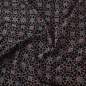 Black - Hand Block Ajrakh Print Natural Dyed Pure Mul Cotton Fabric 07