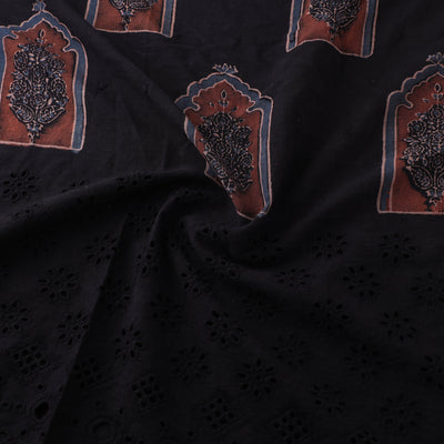 Black - Natural Dyed Hand Block Print Ajrakh Cotton Hakoba Fabric 26
