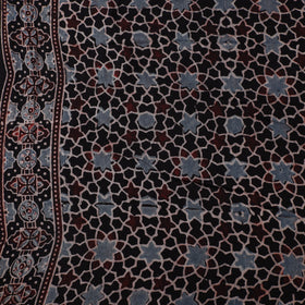 Black - Hand Block Ajrakh Print Natural Dyed Pure Mul Cotton Fabric 07