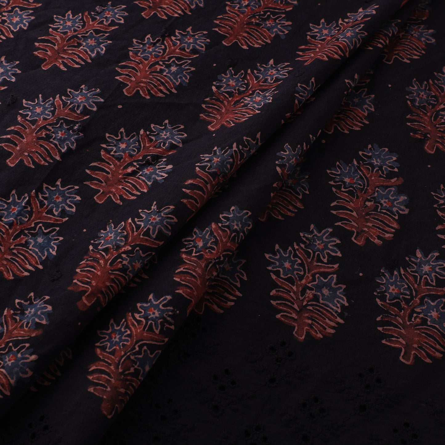 Natural Dyed Hand Block Print Ajrakh Cotton Hakoba Fabric 27
