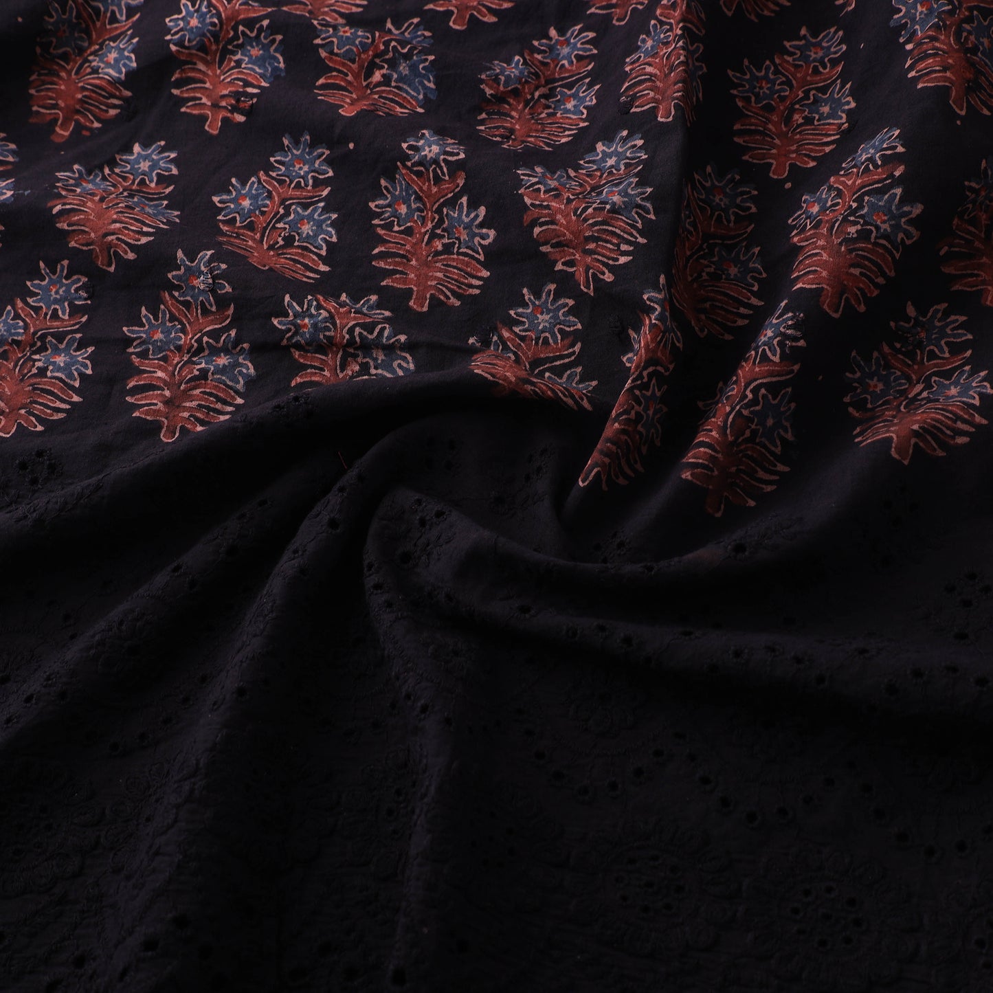 Natural Dyed Hand Block Print Ajrakh Cotton Hakoba Fabric 27