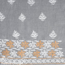 Peach Chikankari Tepchi Hand Embroidery Kota Cotton Kurta Material