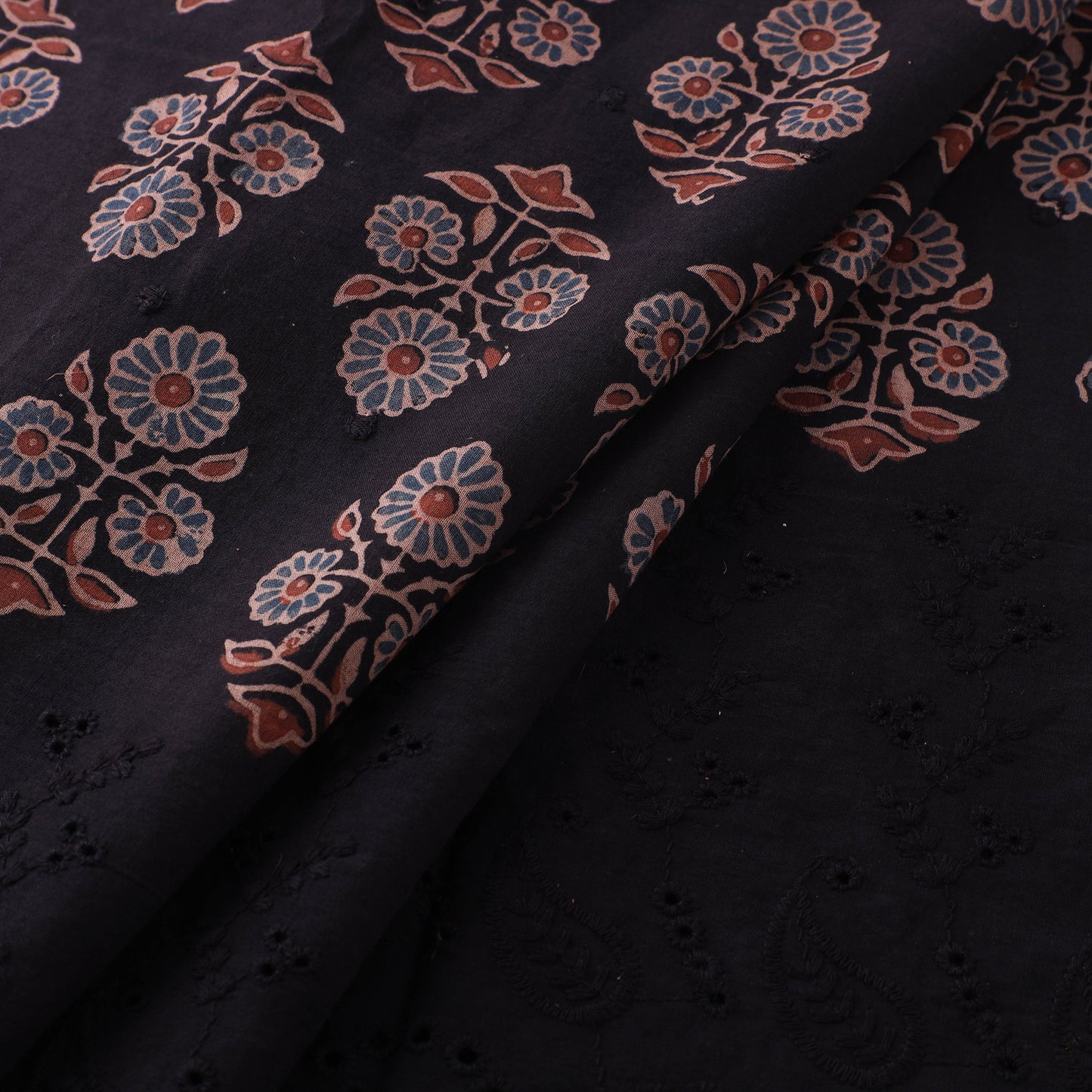 Natural Dyed Hand Block Print Ajrakh Cotton Hakoba Fabric 28