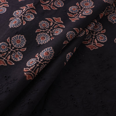 Natural Dyed Hand Block Print Ajrakh Cotton Hakoba Fabric 28