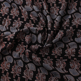 Black - Hand Block Ajrakh Print Natural Dyed Pure Mul Cotton Fabric 05